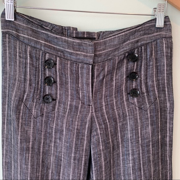 🏷️ Express High Waist Wide Leg Linen Striped Pants 0 - Picture 2 of 8